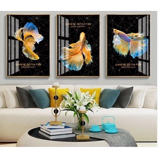 Tranh Cá Chép Hưu Tài Lộc Decor Tráng Gương Treo Phòng Khách Phòng Làm Việc Quán Cafe. In UV 5D Cao Cấp