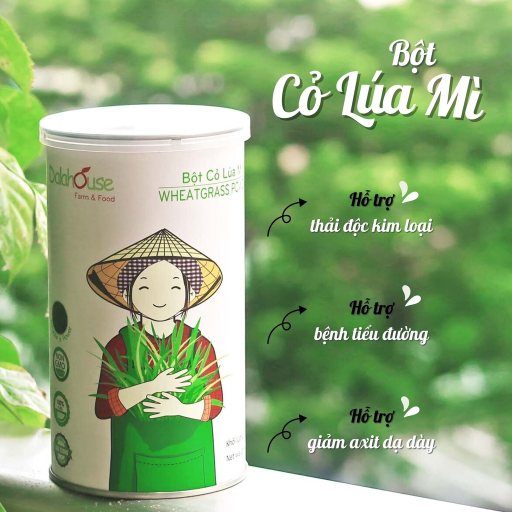Ảnh Bột cỏ lúa mì nguyên chất Dalahouse hỗ trợ tiêu hóa, giảm táo bón, thải độc gan và máu, bệnh tiểu đường hộp 120 gr 1