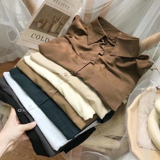 Áo Sơ Mi Nữ Tay Dài Dáng Rộng Phong Cách Hàn Quốc Baju Baju Wanita Lengan Panjang