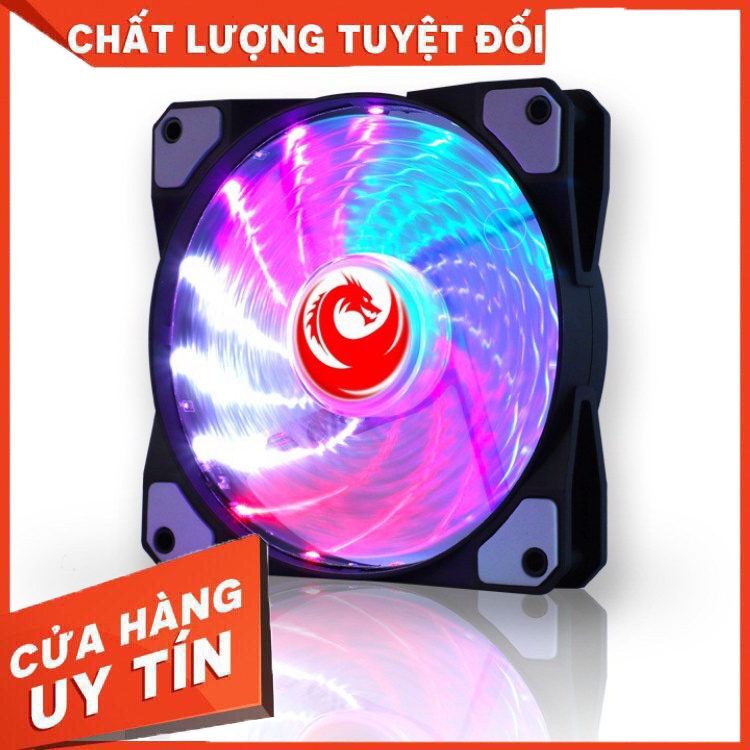 [HDMusictechnology] Quạt Fan Case 12 cm led 7 màu (15 bóng ) RED DRAGON ...