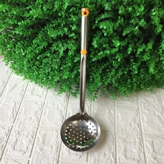 Bộ Muôi Inox Cao Cấp Cán Nhựa Vàng ( Muôi Thủng - Muôi Canh - Xẻng Xào)