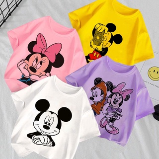 Áo Thun Chuột Mickey Minnie Cho Trẻ Em In Thường Ngày Họ Bộ Quần Áo Bé Trai