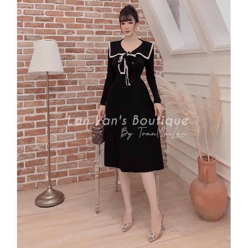 Váy Xuông Cổ Ren sang chảnh