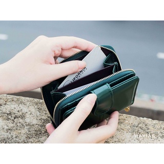 LOM HAVIAS bóp dáng ngang khoá Zip mạ đồng chắc chắn da bò Nappa thật 100%