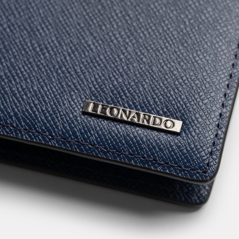 Ảnh Ví Da Nam Gập Đôi Dáng Đứng Leonardo - Card Mercury Wallet - Chất Liệu Da Taiga Có Độ Bền Cao 4
