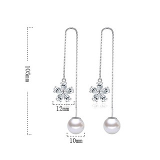 Bông tai dài ngọc nhân tạo hoa BHBT158