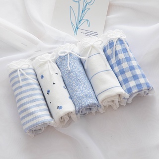 Quần Lót Cotton Mỏng Lưng Vừa Đính Nơ Họa Tiết Bầu Trời Xanh Dương Thời Trang Mùa Hè Cho Nữ
