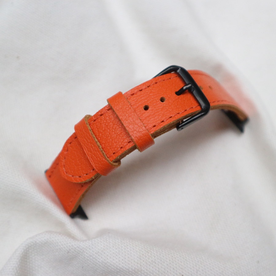 Dây đồng hồ applea watch, dây đeo apple watch da bê alran màu cam size 38mm,40mm,42mm,44mm