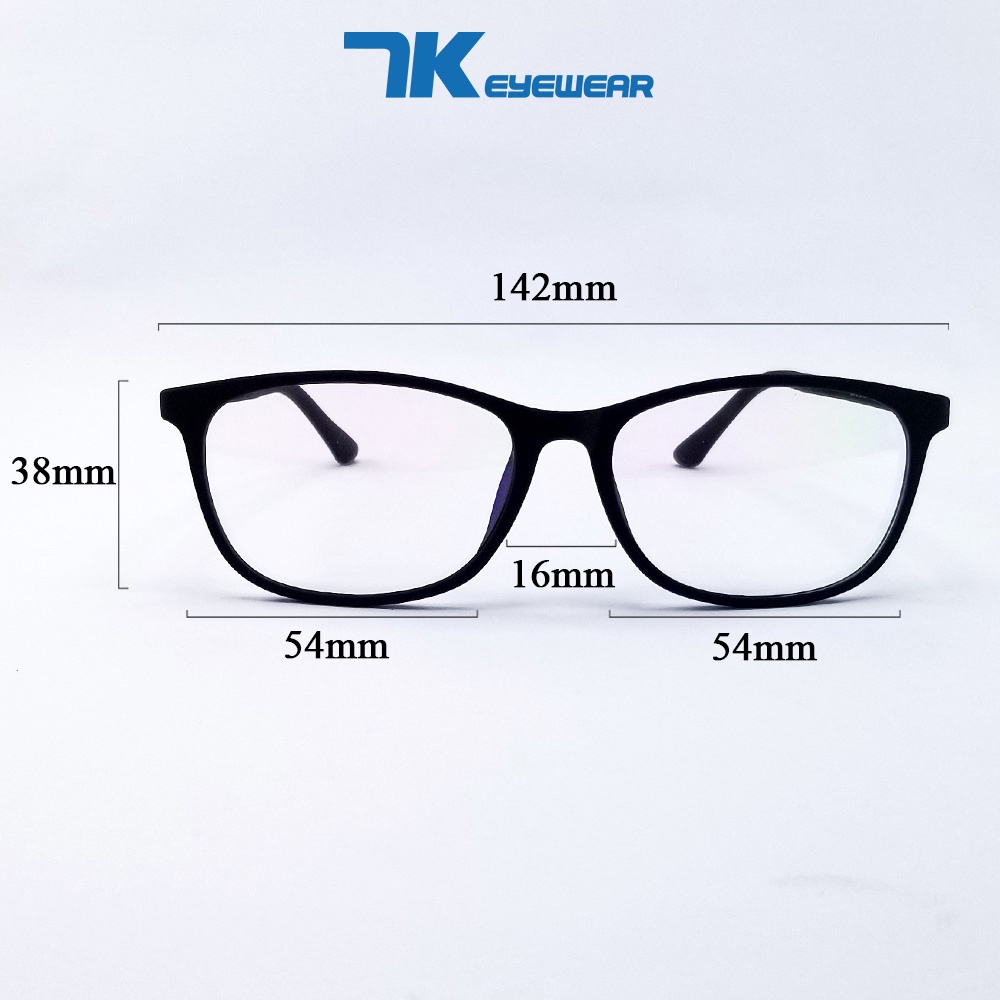 Ảnh Gọng kính cận nam nữ mắt chữ nhật màu đen nhựa dẻo 7K0873 tròng kính 0 độ giả cận chống ánh sáng xanh, tia UV 2