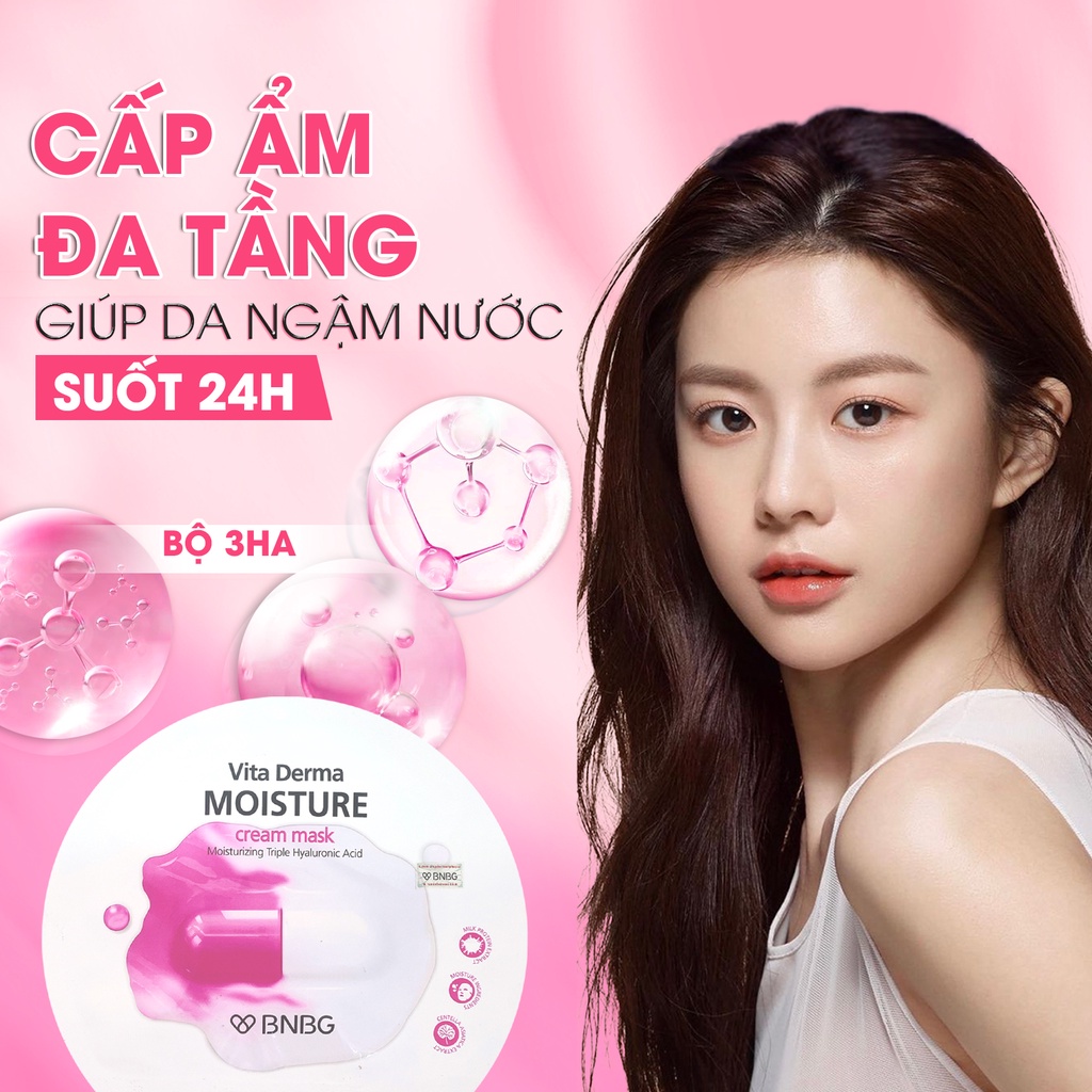 Ảnh Combo 10 Mặt Nạ BNBG Hỗ Trợ Cấp Ẩm Đa Tầng Sáng Hồng Làn Da BNBG Vita Derma Moisture Cream Mask 30mlx10 1