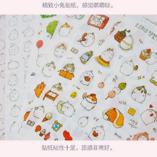 DIY- Set 6 tấm/  Lẻ 1 Tấm hình dán sticker Capybara / Thỏ chuột mập trong suốt
