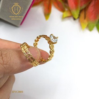 [Bộ Đôi Siêu Hot] Nhẫn Nữ Kim Tiền Đính Đá Và Nhẫn Kim Tiền Mạ Titan Vàng Non Cao Cấp (Có Hộp Nhựa)