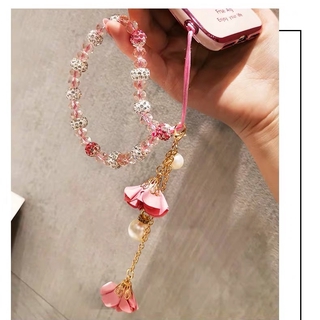 Nhật Bản Phong Cách Hàn Quốc Dây Điện Thoại Di Động Kim Cương Giả Nguyên Chất Handmade Pha Lê Mặt Dây Chuyền Điện Thoại Di Động Mặt Dây Chuyền Cổ Tay Ngắn Samsung oppo vivo Vỏ Điện Thoại Di Động Mặt Dây Chuyền Đa Năng Chống Mất Sling Dây Đeo Điện Thoại Di