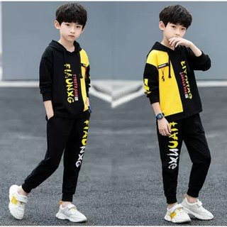 set quần áo thu đông chui đầu cho bé trai dáng thể thao dưới 10 tuổi