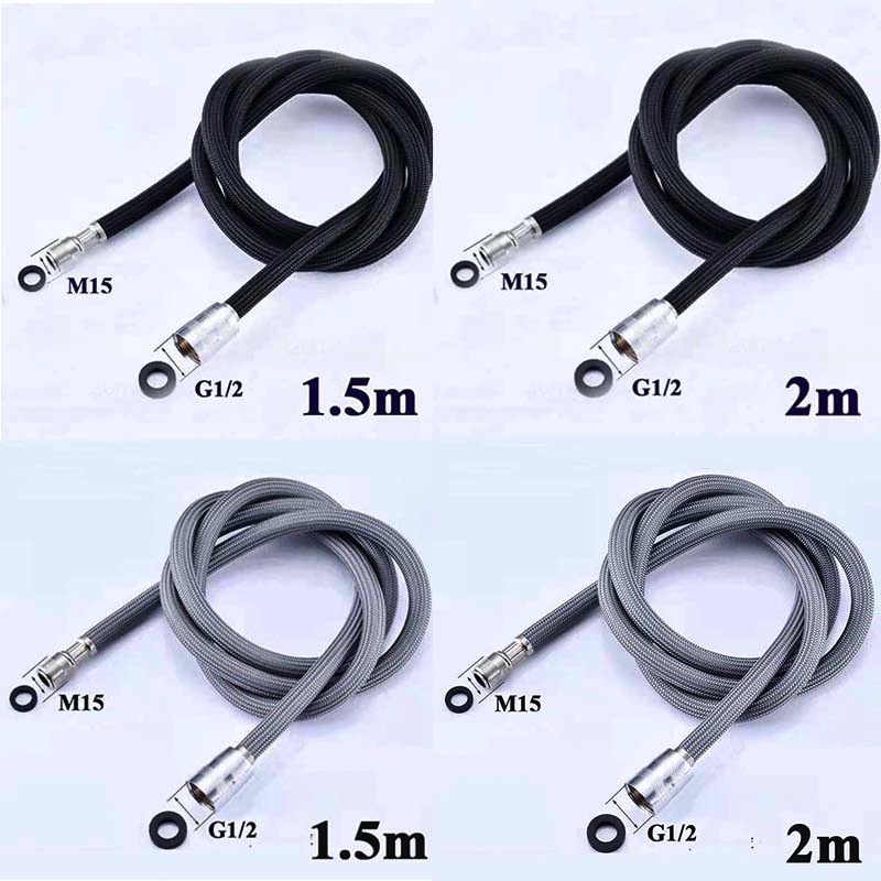 Đen / Xám Dây Nylon Vòi Bếp Kéo Ra Vòi Vòi Màu Xám Nylon Kéo Ống Ống Bồn Rửa Nhà Bếp Bồn Rửa Chậu Rửa Đầu Nối