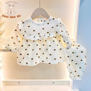 Bộ dài tay cánh tiên cho bé gái vải xô muslin cao cấp, bộ thu đông cho bé từ 6-16kg TNB