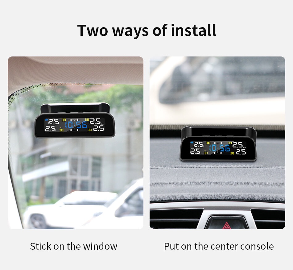 Mô tả Hệ Thống Giám Sát Áp Suất Lốp Xe Hơi TPMS Thông Minh Sạc Năng Lượng Mặt Trời Tự Động Màn Hình LCD Với 4 Cảm Biến - 4