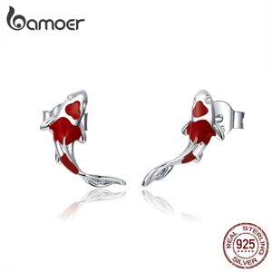 Bamoer Bông Tai bạc 925 Hình Cá koi Độc Đáo Thời Trang Cho Nữ sce812