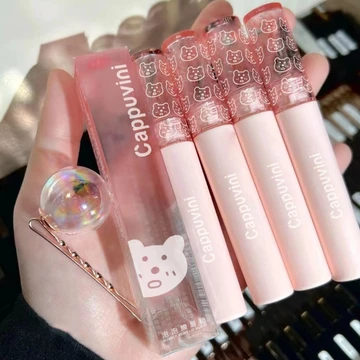 Cappuvini Gương Son Môi Họa Tiết Mờ Son Bóng Chống Thấm Nước Chống Mồ Hôi Lâu Trôi Môi Men Gợi Cảm Màu Đỏ Son Tint Trang Điểm Còn Hàng