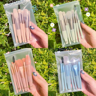 (LOẠI XỊN) Bộ Cọ Trang Điểm 8 Cây Vintage Siêu Cute Trong Túi Zip - Set Cọ Trang Điểm Gồm 8 Cây Lông Dày Mịn Dễ Tán Phấn