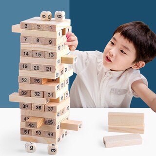 Đồ chơi của bé, đồ chơi rút gỗ WISS TOY 54 thanh gỗ và 4 xúc xắc