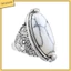 FS_Women Boho Vintage Oval Turquoise Antique Silver Plated Carving Ring Jewelry