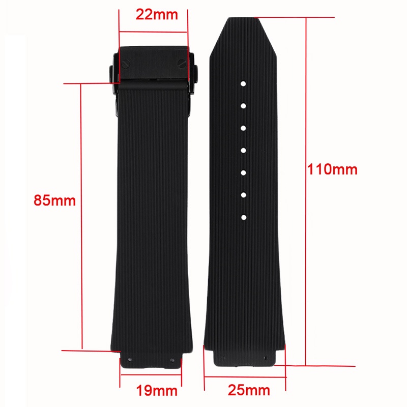 Dây Đeo Đồng Hồ Bằng Silicone Cao Su Kẻ Sọc Dọc 19x25mm Cho Hublot Fusion Series