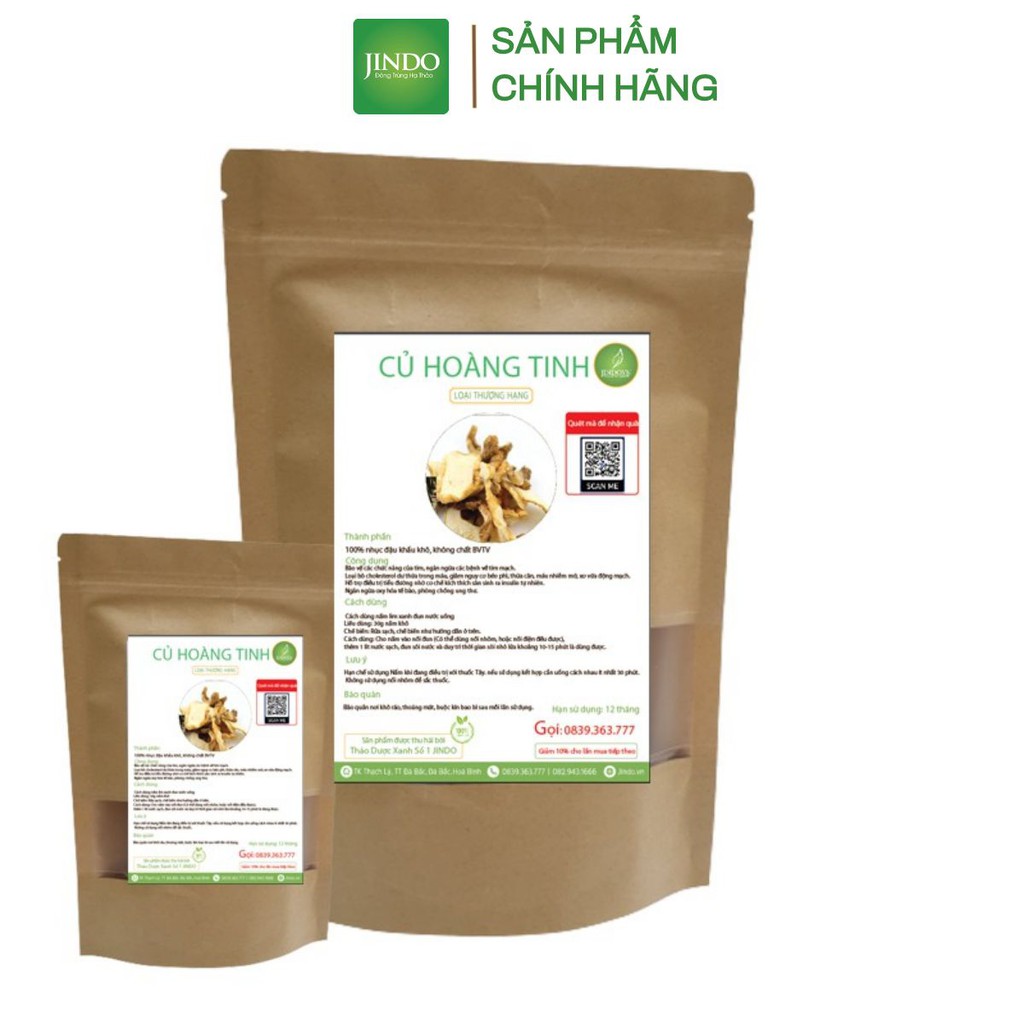 Củ hoàng tinh khô thượng hạng JINDO 1kg