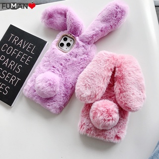Ốp điện thoại Tpu mềm đính lông hình thỏ 3D thích hợp cho iPhone 13 Pro Max Mini XS Max X