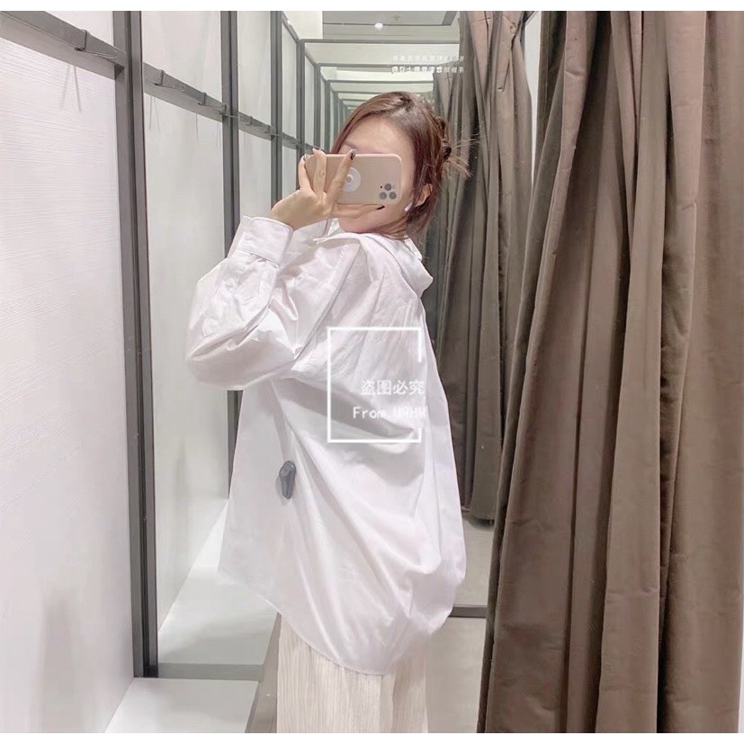 ÁO TRẮNG SƠMI FORM DÀI XINH XẮN KẾT HỢP ÁP BALO TRONG