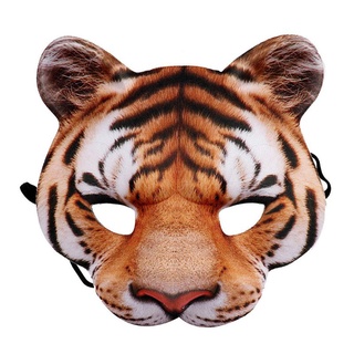 Mặt nạ Halloween unisex 3D hình hổ và lợn, nửa mặt, phù hợp hoá trang cho lễ hội và cosplay