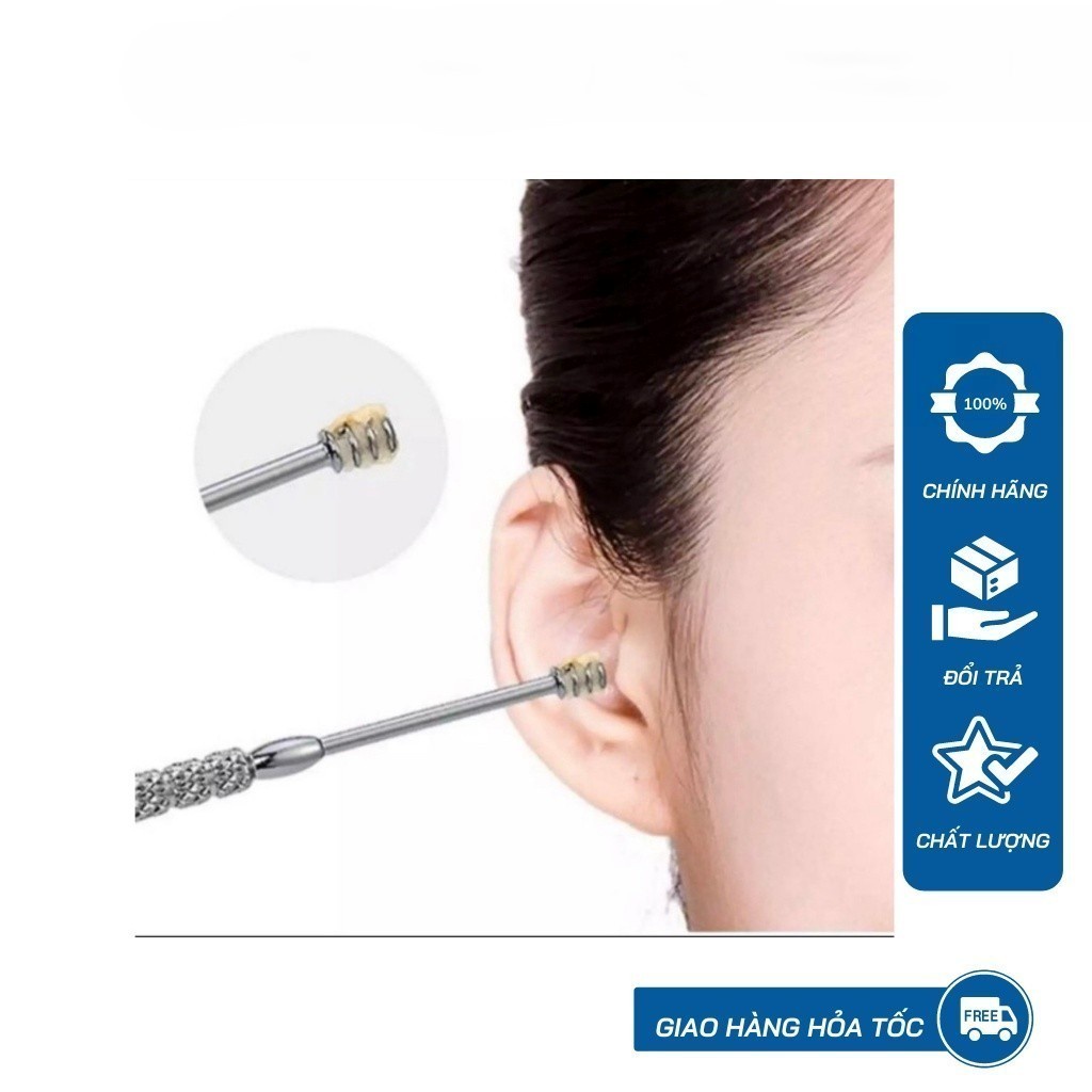 Bộ Dụng Cụ Ngoáy Tai 6 Món [🔥Chính Hãng🔥] - Bộ Lấy Ráy Tai Thép Không Rỉ 6 Món-Bộ Mát Xa Tai - Làm Sạch Tai Hiệu Qủa