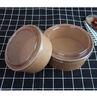 05 Bát Giấy/Hộp Giấy Kraft Tròn Có Nắp 750ml-1000ml