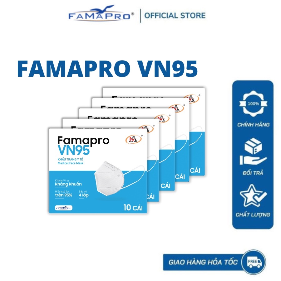 Ảnh COMBO 5 HỘP Khẩu trang y tế kháng khuẩn 4 lớp Famapro VN95 [HỘP10 CÁI] 3