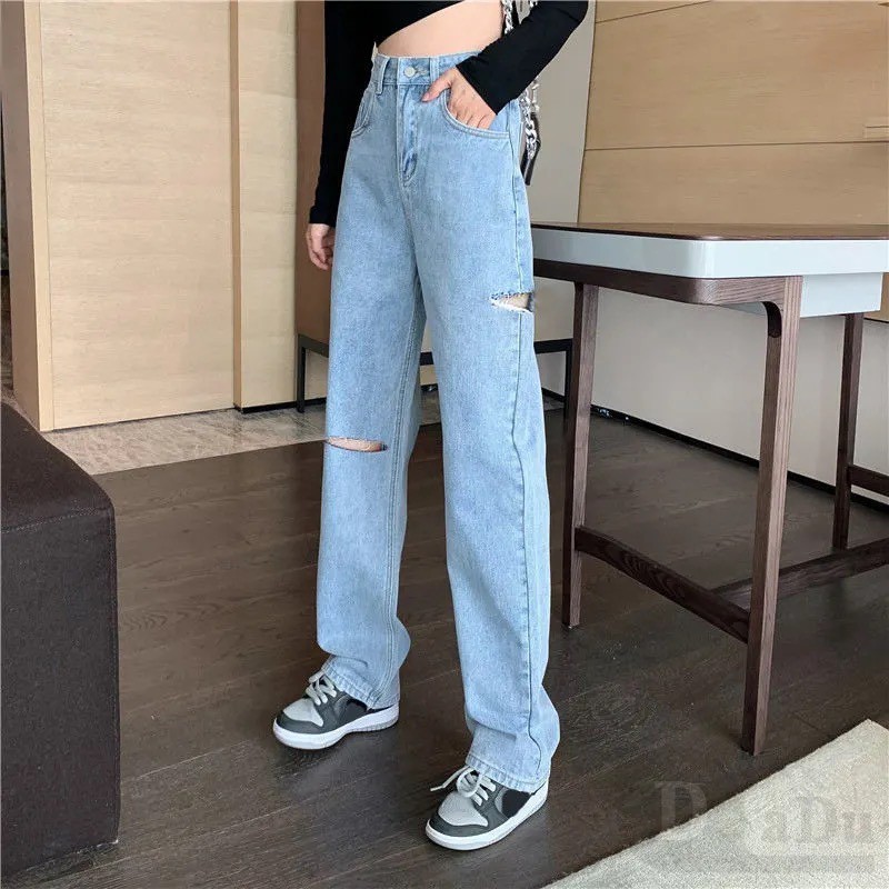 Ảnh Daduhey Quần Jeans Cho Nữ Lưng Cao Xẻ Rách Cá Tính Size S-5XL 3