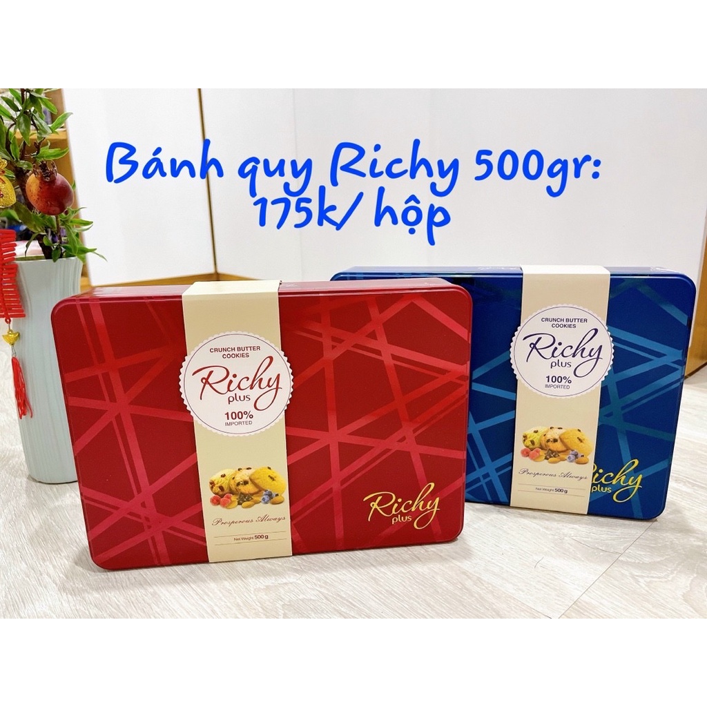 Bánh Quy Richy Plus Hộp Thiếc Xanh-Đỏ 500G | Shopee Việt Nam