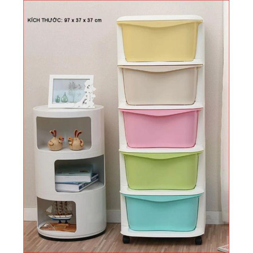 Tủ nhựa lắp ghép AMIZIN Tủ nhựa quần áo trẻ em ngăn kéo 5 tầng có bánh xe dễ dàng di chuyển