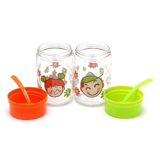 Bộ 2 Hũ Thủy Tinh 9034 Đựng Gia Vị Kích Thước Lớn 400ml Có Nắp Nhựa Tặng Kèm Muỗng - Bộ Hũ Đựng Muối Tiêu Đường Bột