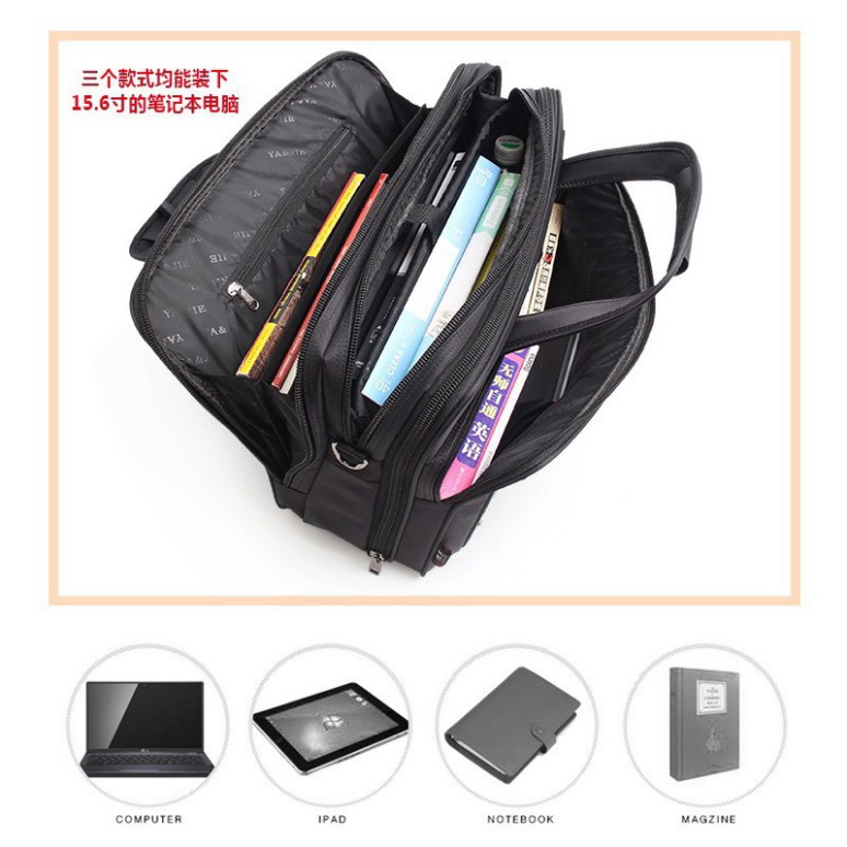free ship Túi xách cặp công sở đựng laptop 17inch YAJIE T07 mã 6606 (Đen)