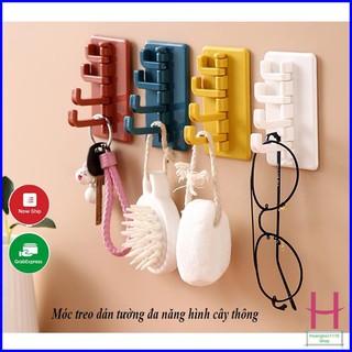 Móc Treo Đồ Dán Tường 4 Nhánh Xoay 180 Độ Hình Cây Thông { H }