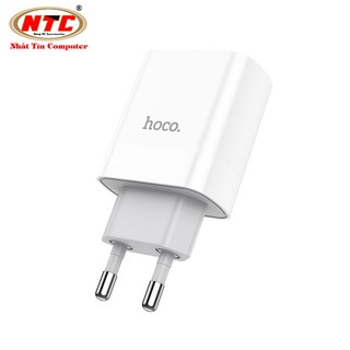 Củ sạc 2 cổng USB Hoco C80A chân tròn USB-A QC3.0 18W và Type-C PD20W (Trắng) - Phụ Kiện Nhất Tín