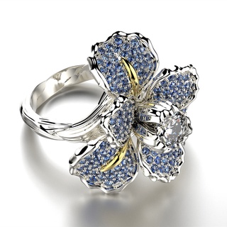 Nhẫn hai màu Iris chính hãng với topaz xanh và pha lê trắng - Trang sức thời thượng dành cho nàng
