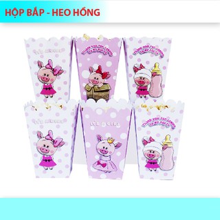 (7 Mẫu)Hộp đựng bắp + tem cắm chủ đề bé gái SET 6 cái