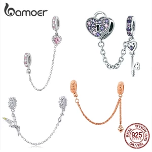 Bamoer Bạc 925 Dây Xích An Toàn Trái Tim Vĩnh Cửu Trang Sức Vòng Tay Quyến Rũ Quà Tặng Cặp Đôi Đa Năng