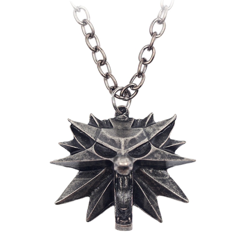Vua Retro Cổ Điển Mặt Dây Chuyền Witcher 3 Kim Loại Sói Cho Đầu Vòng Cổ Trang Sức Trò Chơi Jewel