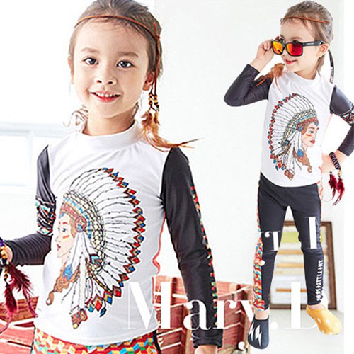 Đồ bơi trẻ em dài tay cho bé gái mẫu thổ dân độc lạ SPORTY SW344