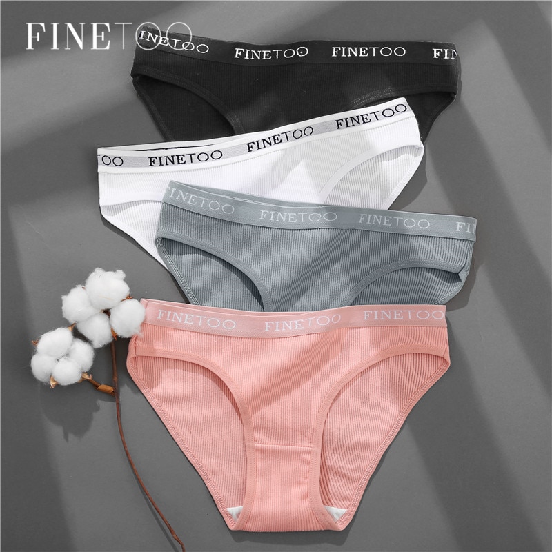 Ảnh Set 3 quần lót nữ FINETOO màu trơn vải cotton mềm mịn 1