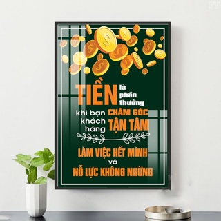 Tranh Slogan Tạo Động Lực - Phòng Chăm Sóc Khách Hàng - Tranh Treo Văn Phòng Laminate Tráng Gương