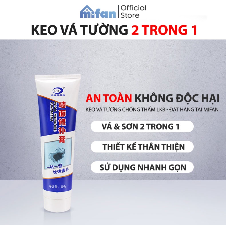 Ảnh Keo Vá Tường Chống Thấm LKB 250gr - Trám Trét Vết Nứt Khe Hở Tường - Chống Mốc Ẩm Làm Sạch Tường - HÀNG CHÍNH HÃNG 4