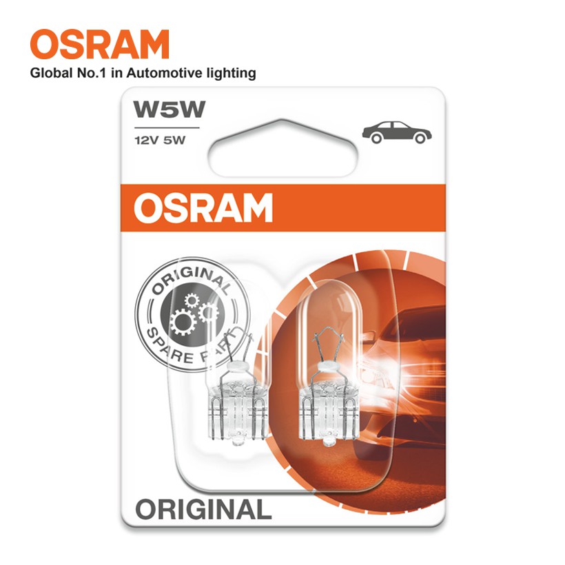 Combo 2 Bóng Đèn Chân Ghim Nhỏ 1 Tim Halogen OSRAM Original Dùng Cho Xe Ô Tô Xe Hơi Chân T10 W5W 12V 5W 2825-02B - 50LM